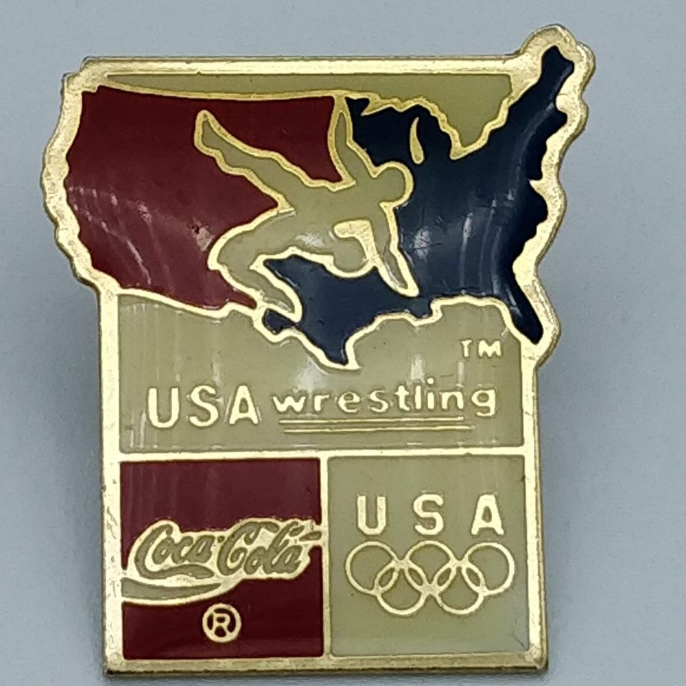 WRESTLING OLYMPIC PIN USA TEAM COCA COLA PIN